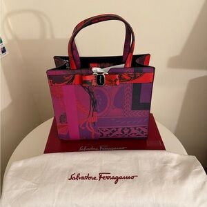Authentic Salvatore Ferragamo Vara Bow Pink and Purple Tote